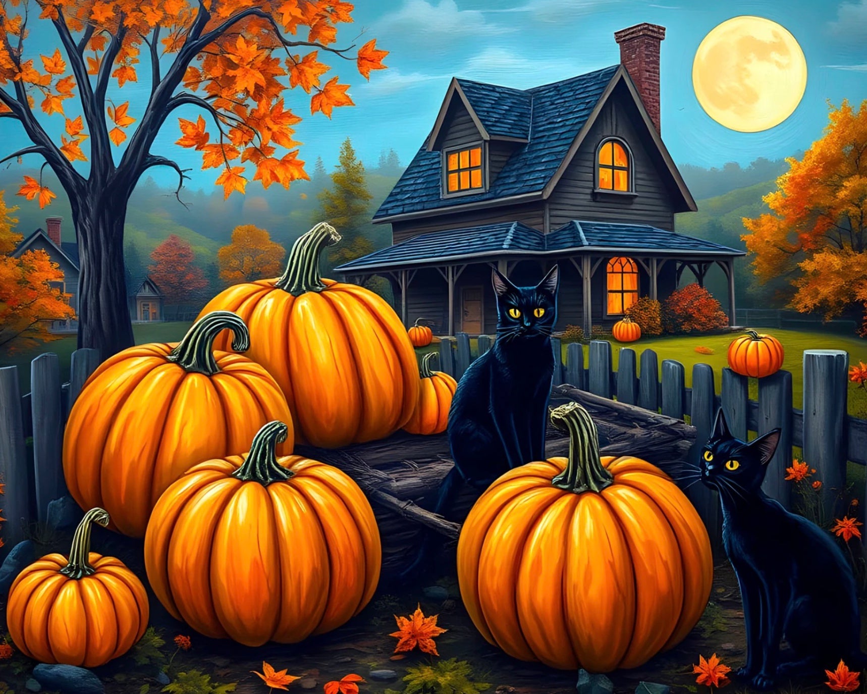 Cats With Pumpkins PANEl 36 Inches from David Textiles Fabrics