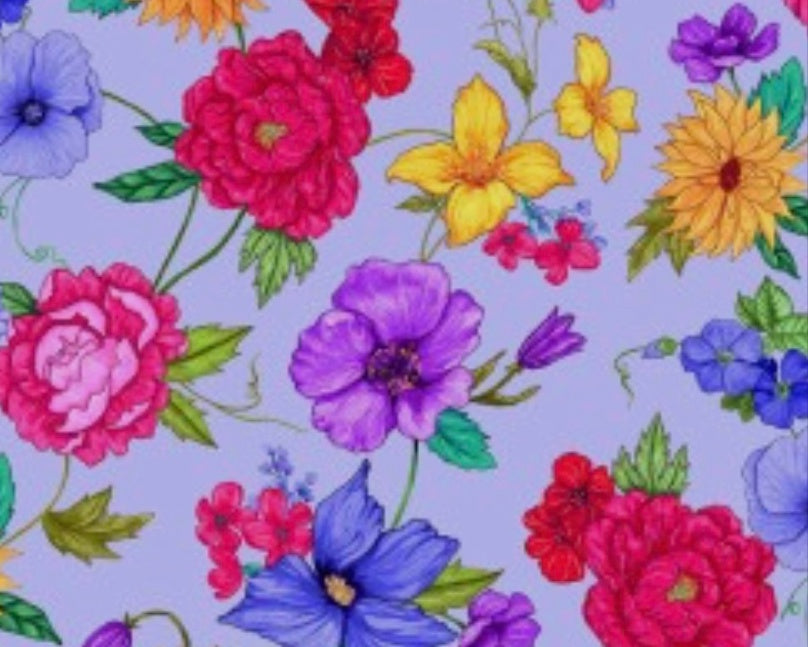 Living Color - Large Floral Spaced Blue from Timeless Treasures Fabric