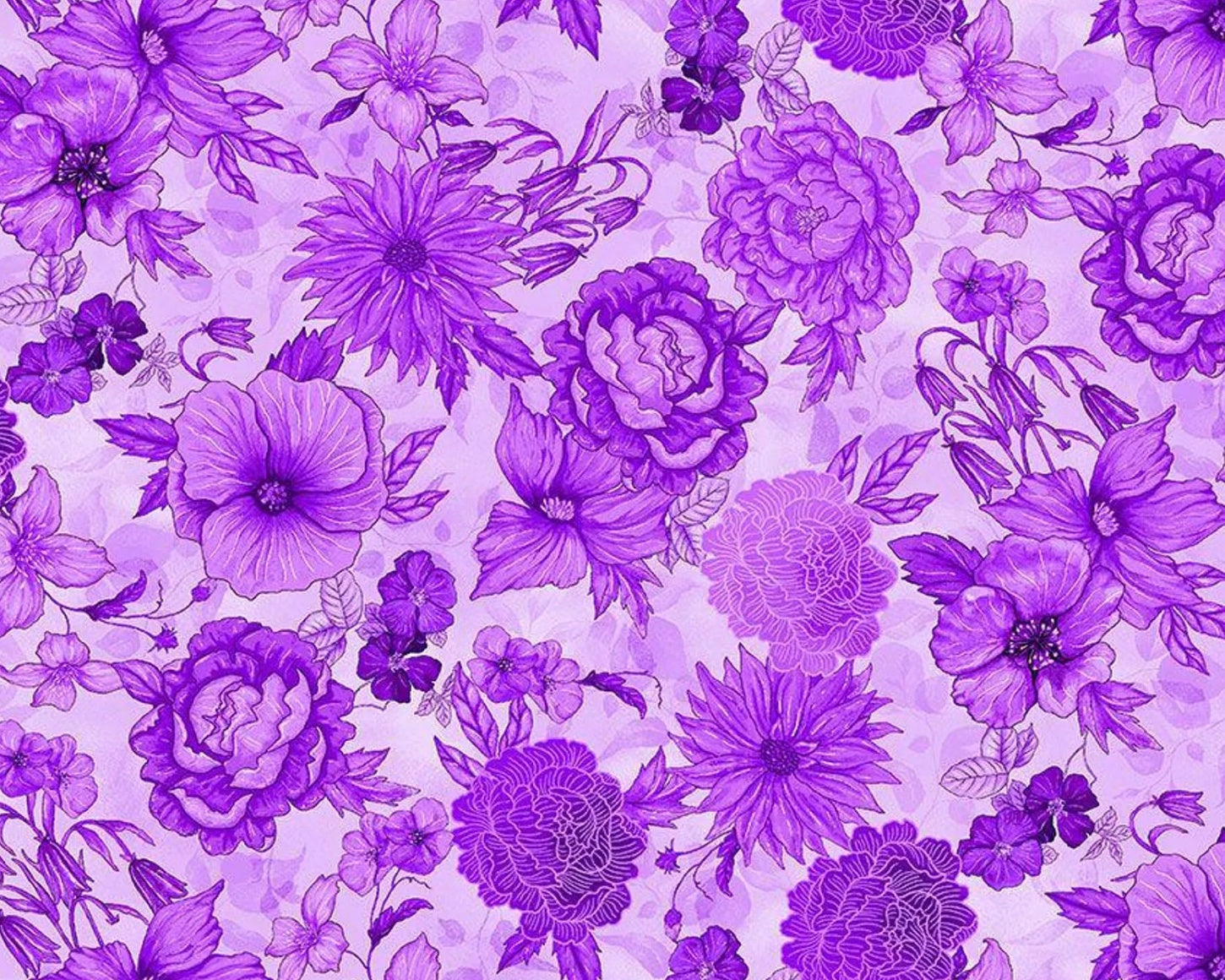 Living Color - Floral Purple from Timeless Treasures Fabric
