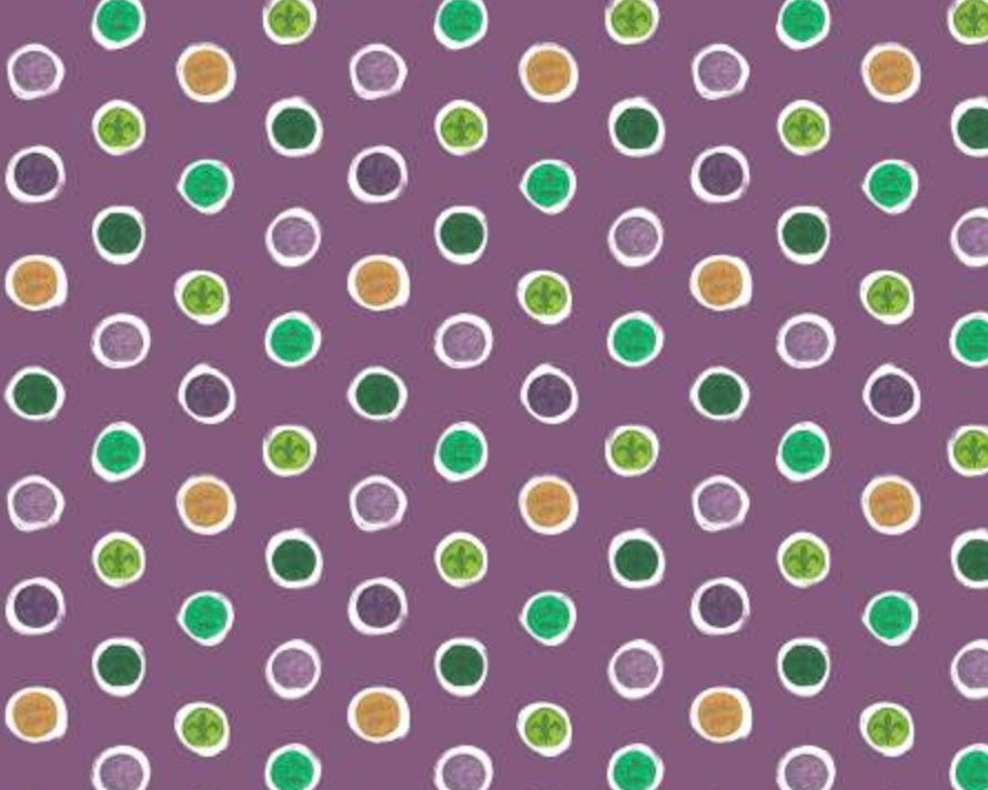 Mardi Gras - Doubloons Circles Plum from Dear Stella Fabric