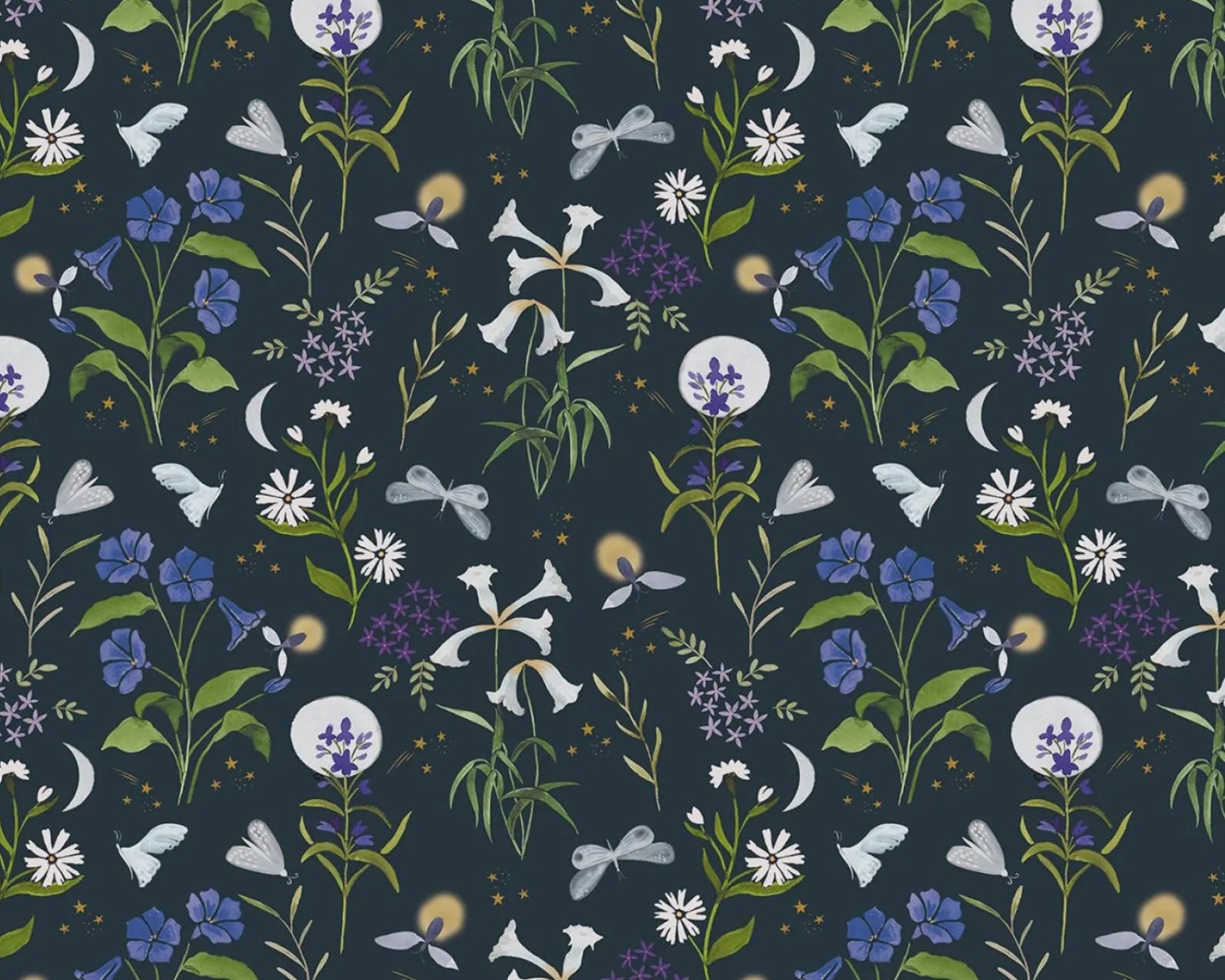 Floral Forest - Fireflies Floral Midnight from Dear Stella Fabric