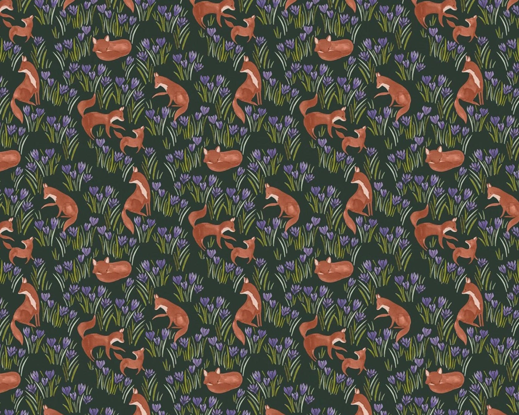 Floral Forest - Floral Fox Midnight from Dear Stella Fabric