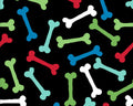 FLANNEL Print - Bones Black from 3 Wishes Fabric