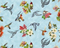 Hummingbird Vision - Allover Blue from Elizabeth’s Studio Fabric