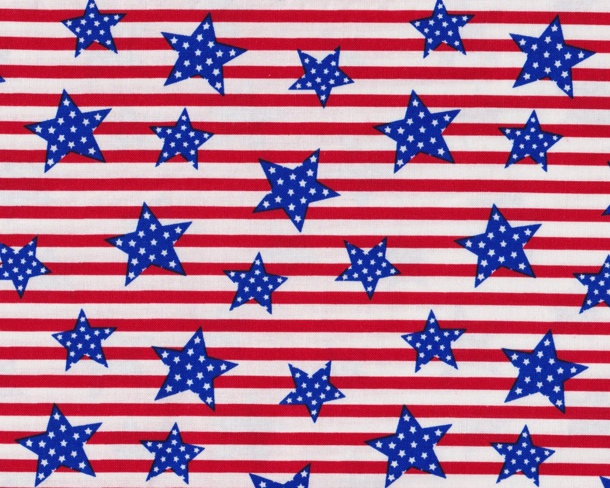 Blue Stars on Stripes from Fabric Traditions Fabric