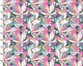 Zebra Dazzle - Leaves Turquoise Pink from 3 Wishes Fabric