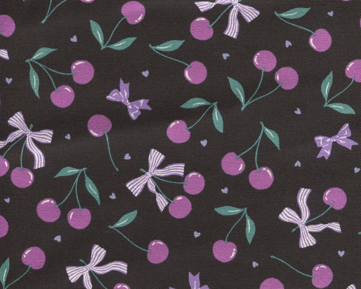 Cherry Bonbon OXFORD - Cherries Bows Black from Kokka Fabrics