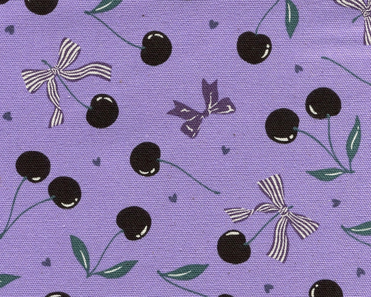 Cherry Bonbon OXFORD - Cherries Bows Purple from Kokka Fabrics