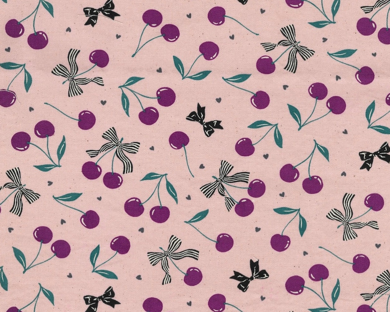 Cherry Bonbon OXFORD - Cherries Bows Cherries Pink from Kokka Fabrics