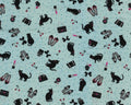Cherry Bonbon OXFORD - Black Cat Blue from Kokka Fabrics
