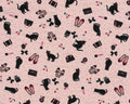 Cherry Bonbon OXFORD - Black Cat Pink from Kokka Fabrics