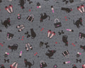Cherry Bonbon OXFORD - Black Cat Gray from Kokka Fabrics