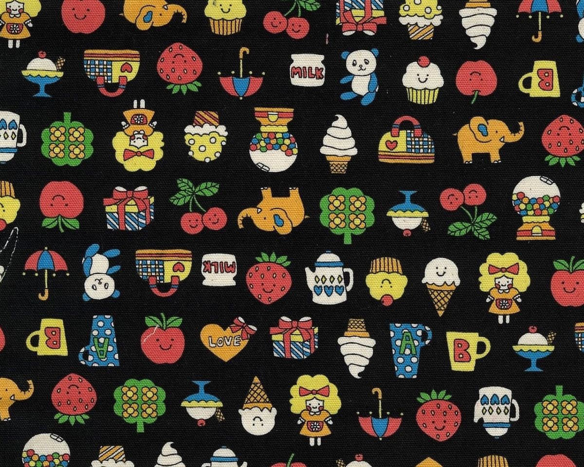 Retro School OXFORD Black from Kokka Fabrics
