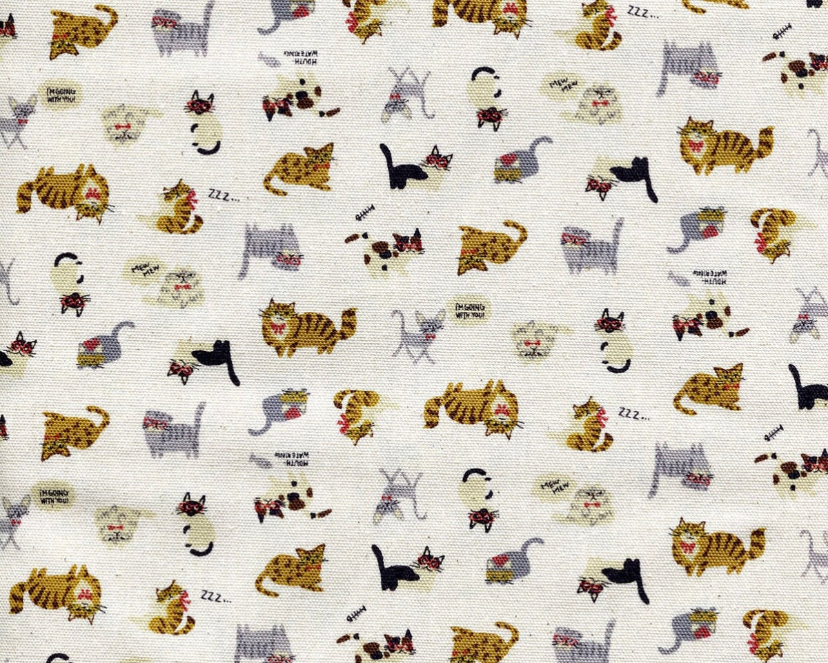 Chibi Petit OXFORD - Cats Cream from Kokka Fabrics