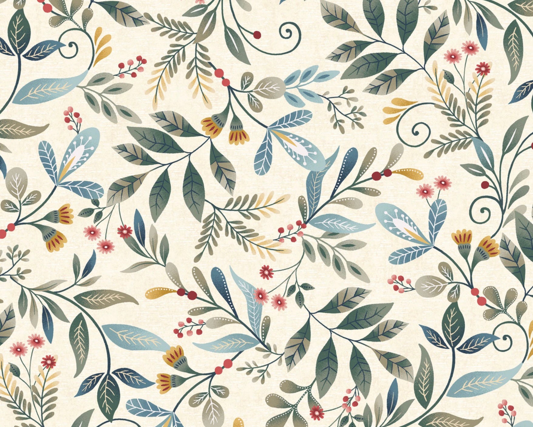 Norwegian Forest - Forest Foliage Cream from Henry Glass Fabric