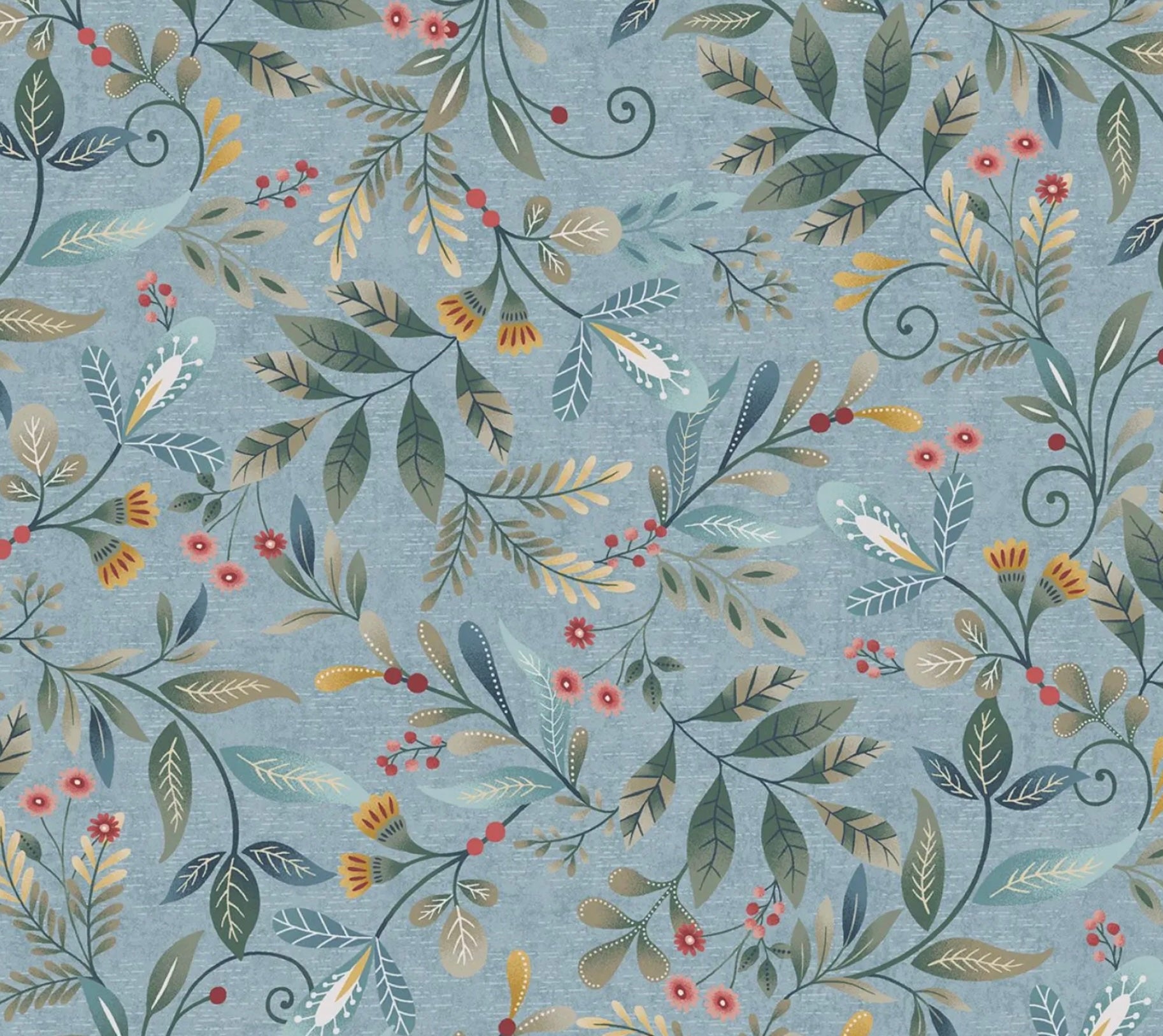 Norwegian Forest - Forest Foliage Pale Blue from Henry Glass Fabric