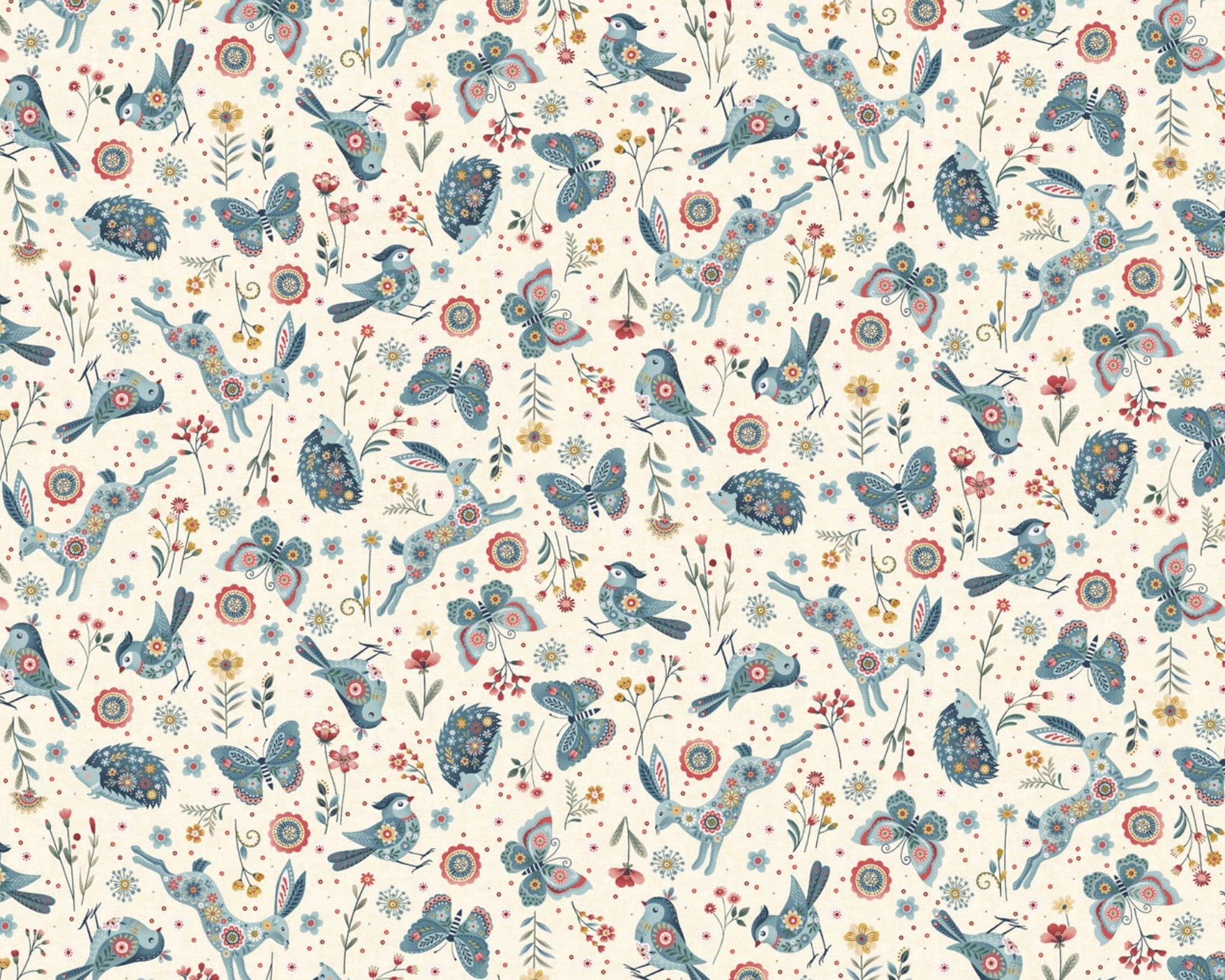 Norwegian Forest - Woodland Character Toss Cream from Henry Glass Fabric