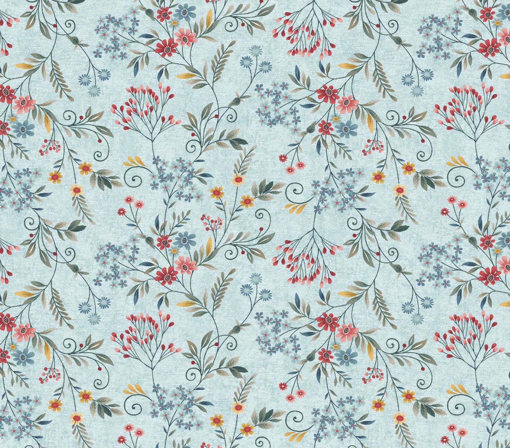 Norwegian Forest - Forest Foliage Pale Blue from Henry Glass Fabric