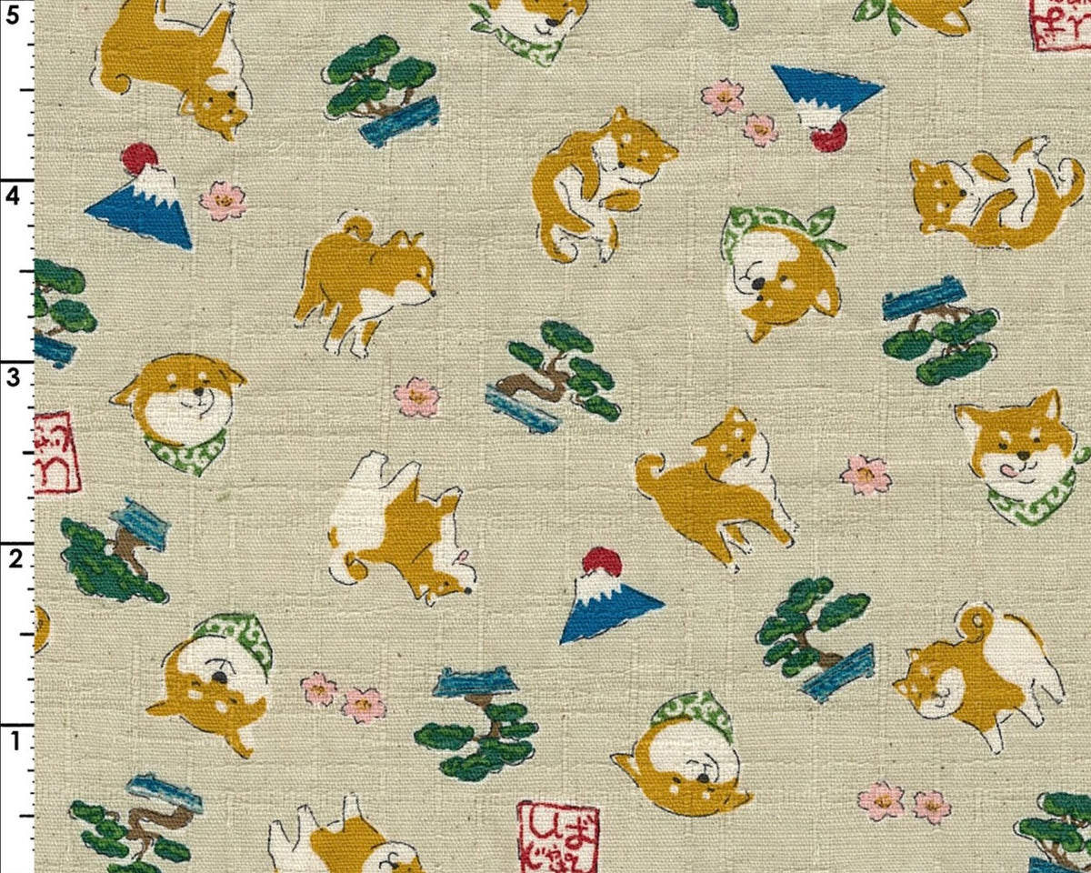 Happy DOBBY - Shiba Cream from Kokka Fabrics