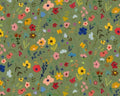 Every Home Every Cat - Cat Nip Floral Green from 3 Wishes Fabric