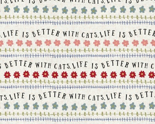 Every Home Every Cat - Life Is Better Stripes Beige from 3 Wishes Fabric