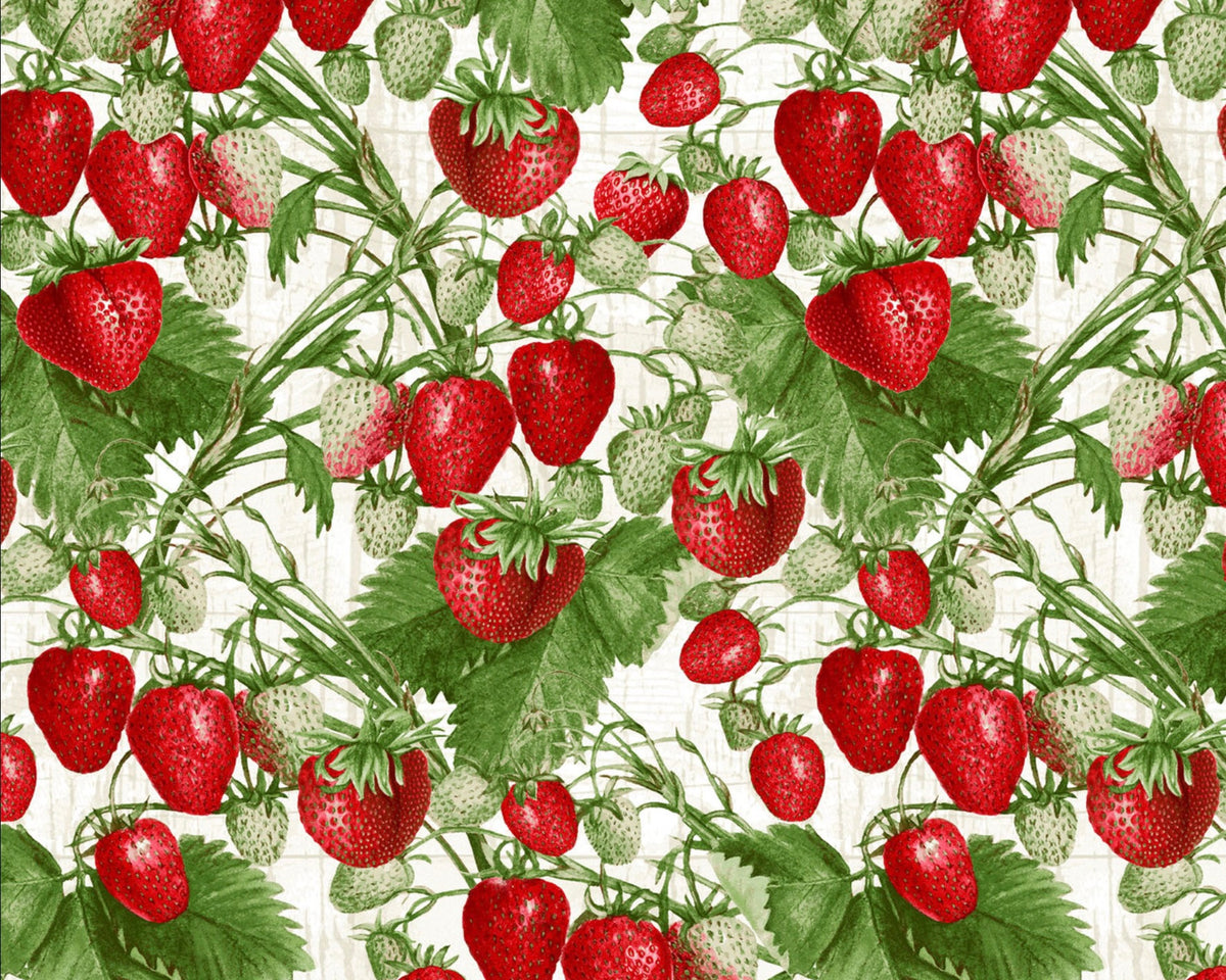 Berry Besties - Strawberries Plants from Henry Glass Fabric
