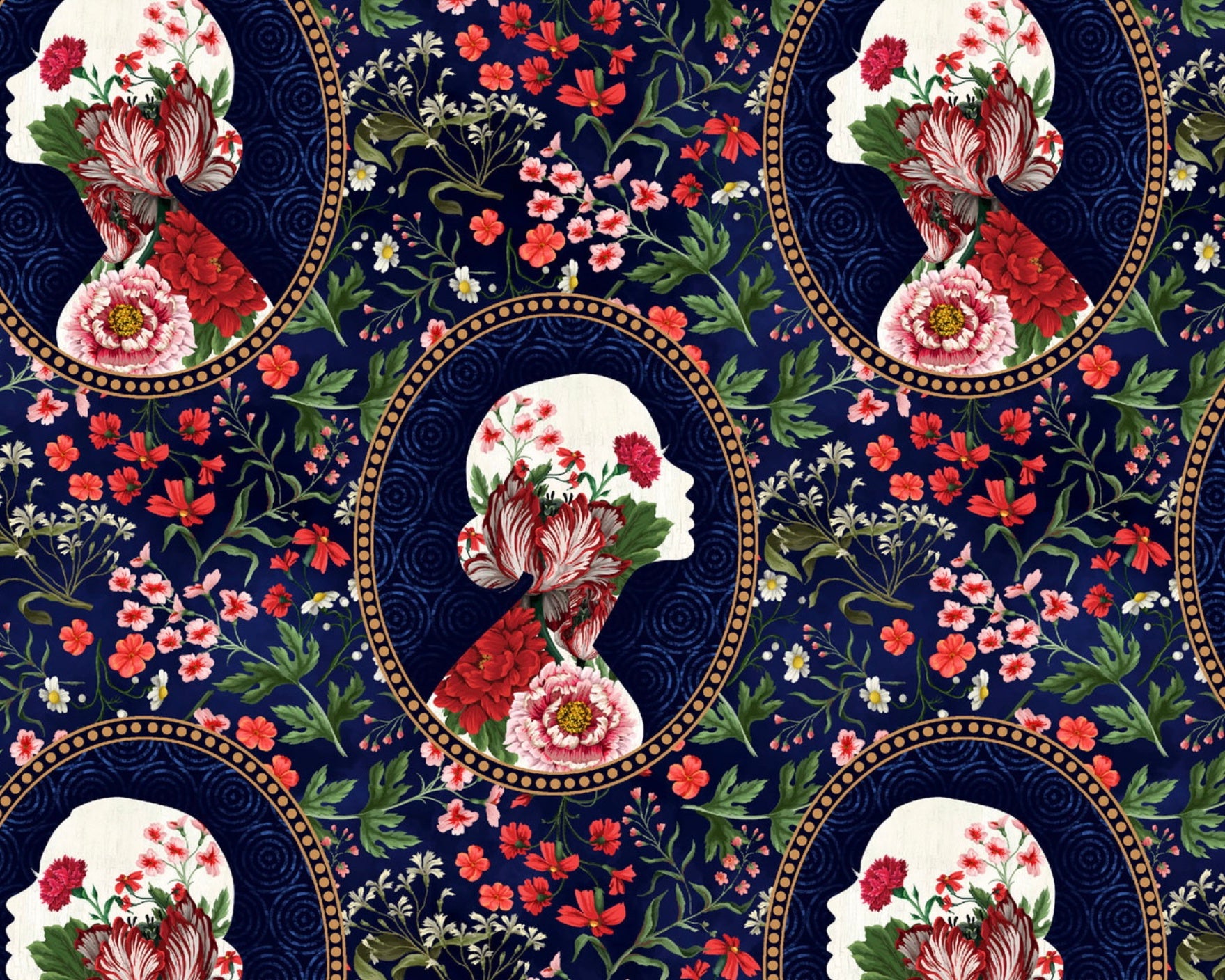 Cameo Appearance - Framed Portrait Florals from Blank Quilting Corporation Fabrics