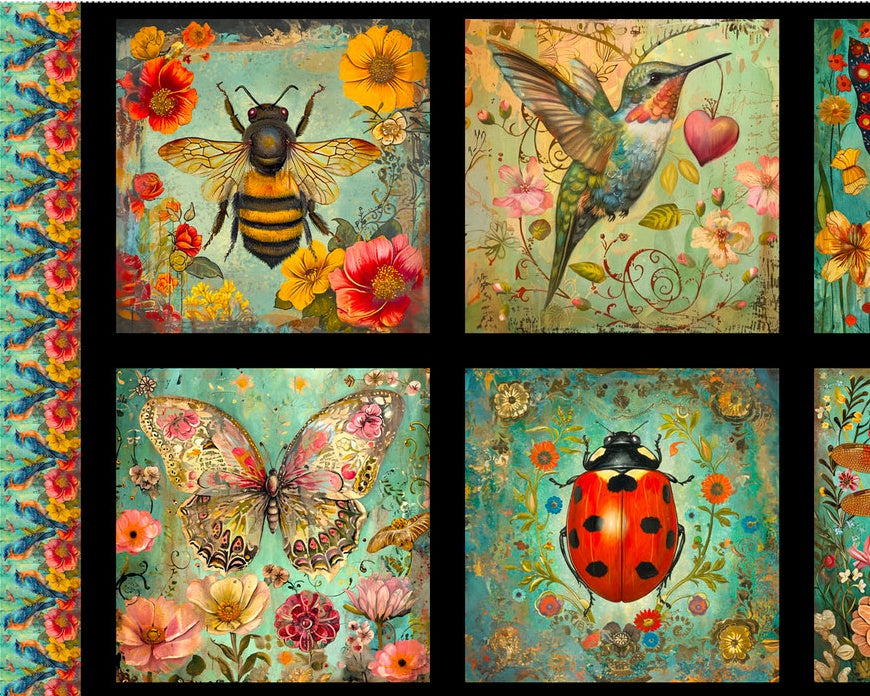 Enchanted Canopy - Animal Bug Block PANEL 24 Inches from Blank Quilting Corporation Fabrics