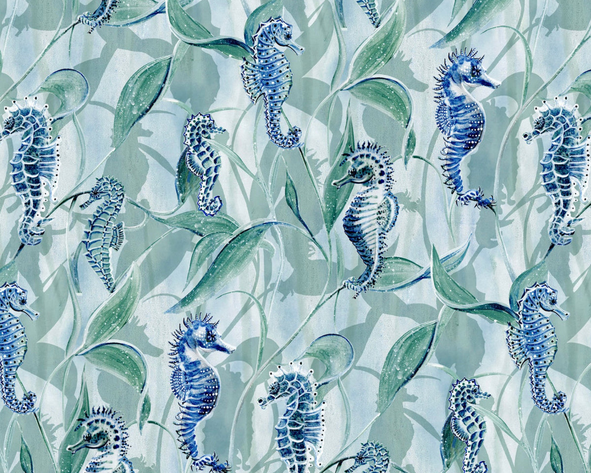 Window To Paradise - Seahorses from Henry Glass Fabric