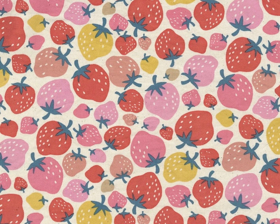 Retro Charms OXFORD - Strawberries Ivory from Kokka Fabrics