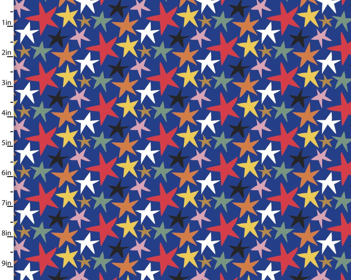 Jungle Jam - Stars Blue from 3 Wishes Fabric