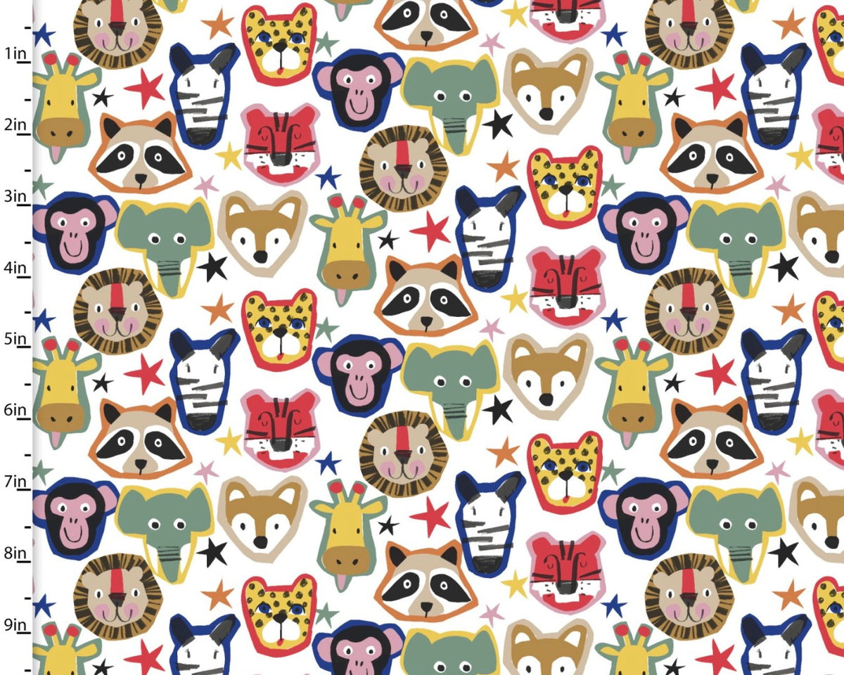 Jungle Jam - Face to Face Animal Faces from 3 Wishes Fabric