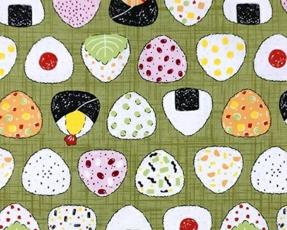 Lunch Box - Onigiri Green from Cosmo Fabric