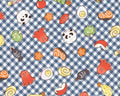 Lunch Box - Food Gingham Dk Blue from Cosmo Fabric
