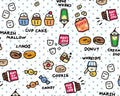 Food Yuru - Snacks White from Cosmo Fabric