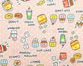 Food Yuru - Snacks Pink from Cosmo Fabric