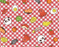 Lunch Box - Food Gingham Red from Cosmo Fabric