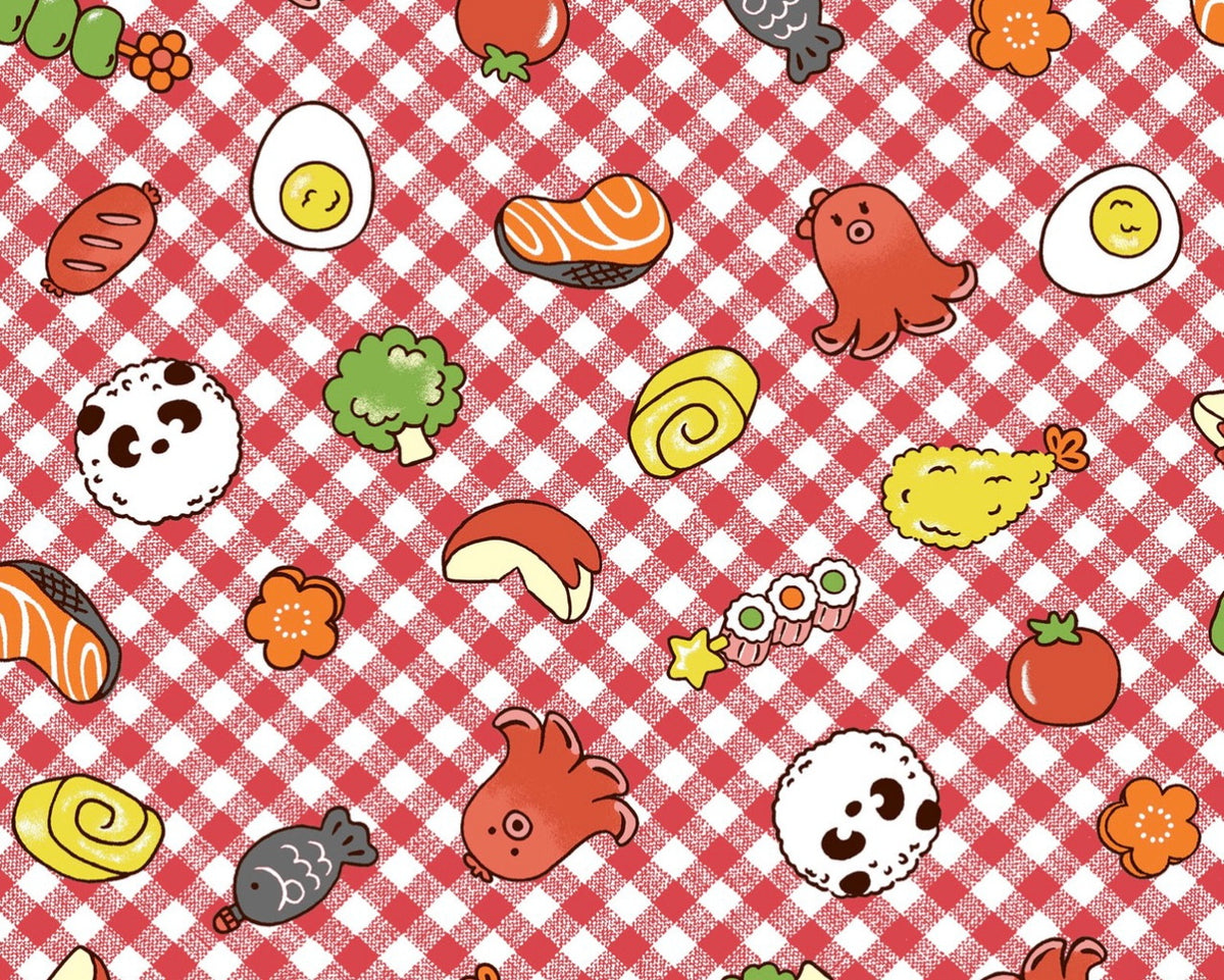 Lunch Box - Food Gingham Red from Cosmo Fabric