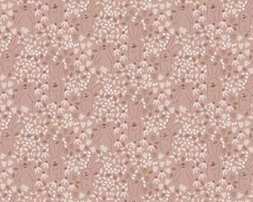 Hunny Bunny - Packed Floral Bunnies Pink from Clothworks Fabric