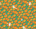 Whiskers and Wildflowers - Floral Felines Orange Floral from Paintbrush Studio Fabrics