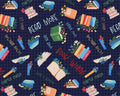 Book Worm - Book Toss Dk Blue from Paintbrush Studio Fabrics
