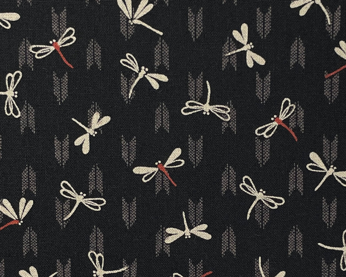 Japanese Style - Dragonfly Black from Sevenberry Fabric
