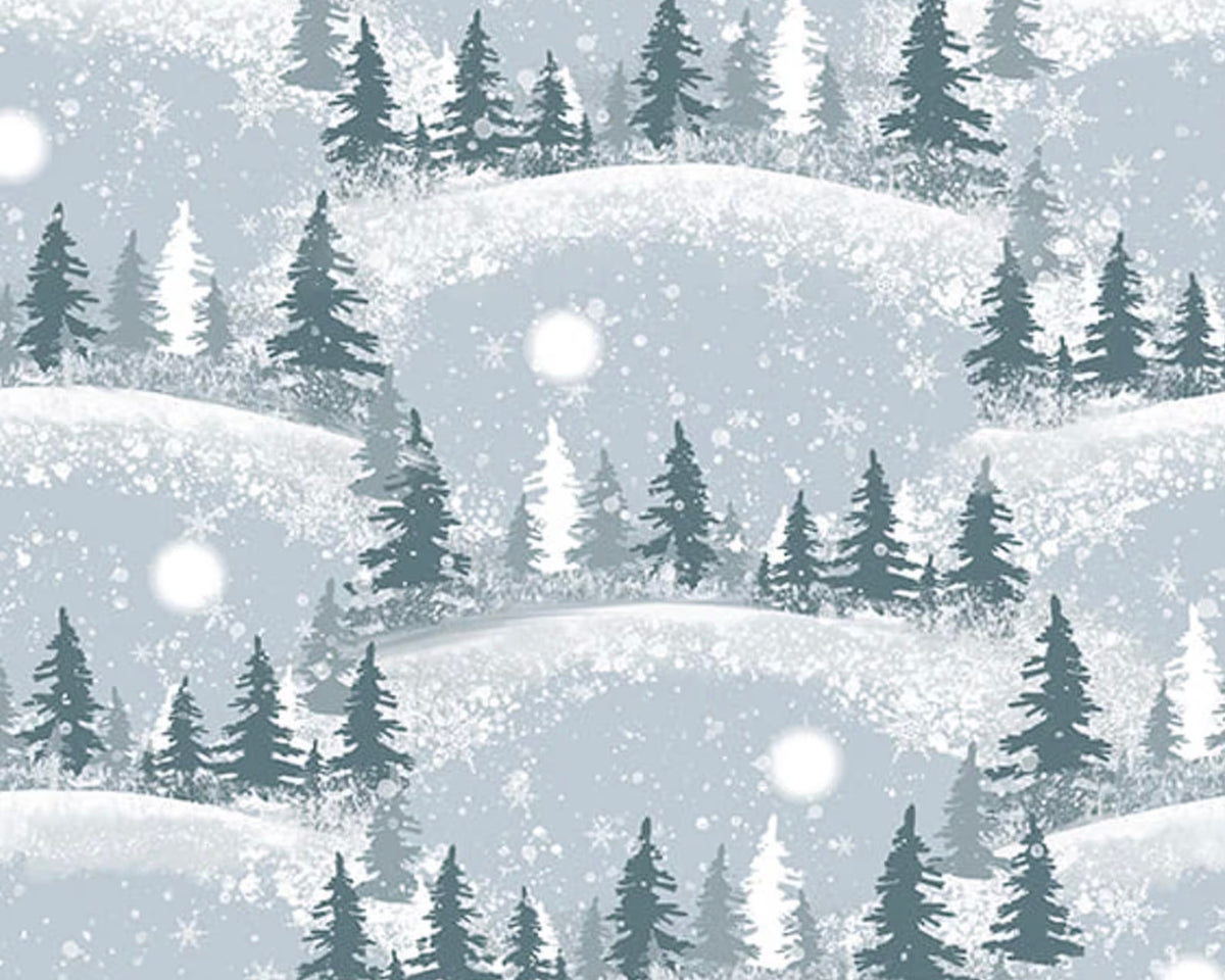 Winter Whispers - Scenic Trees Sky Lt Blue from Blank Quilting Corporation Fabrics
