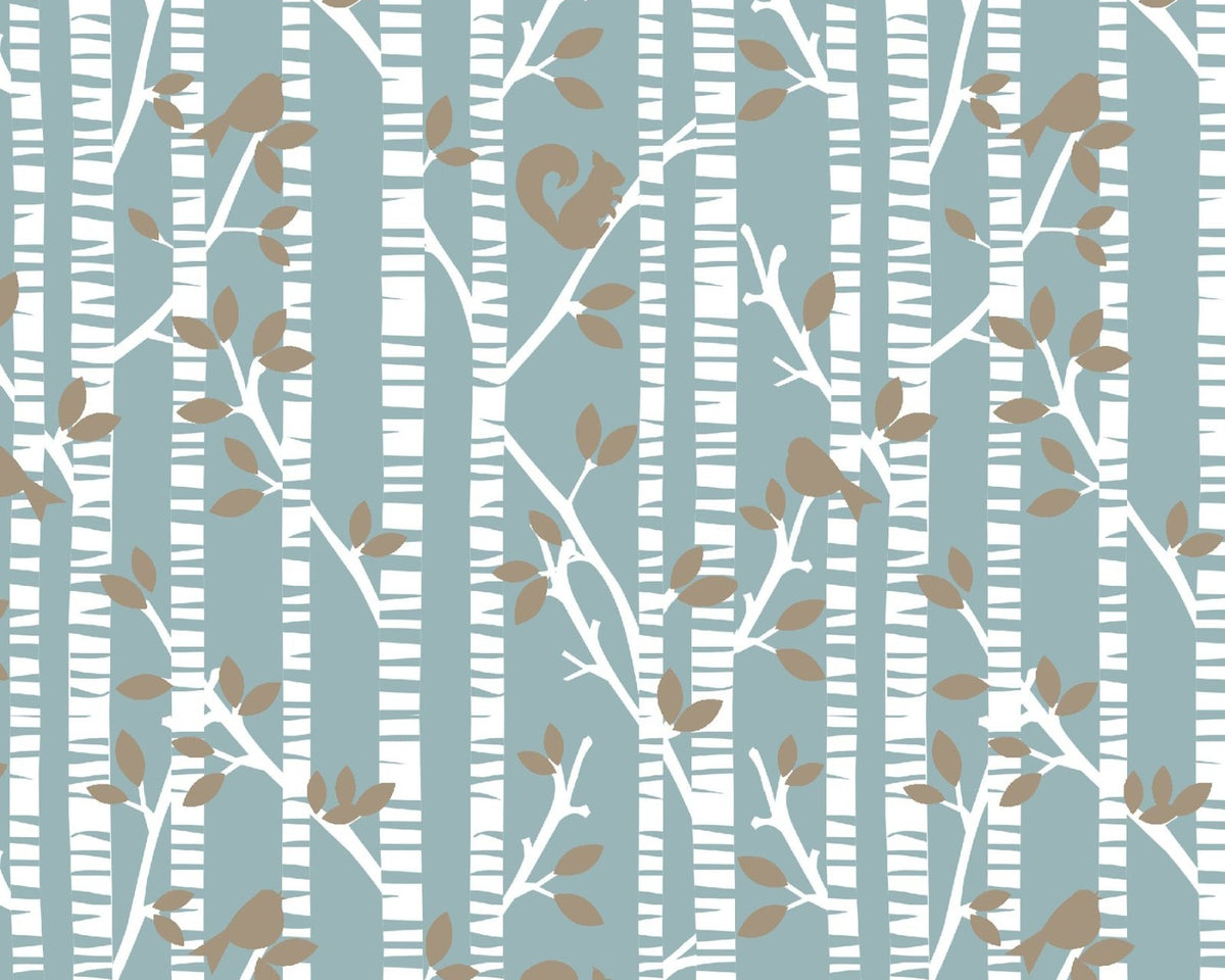 Winter Whispers - Tree Trunks Animals Blue from Blank Quilting Corporation Fabrics