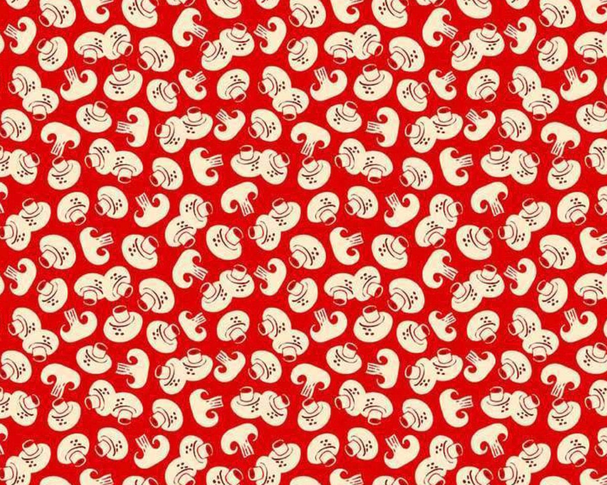 Grill And Chill - Mushrooms Red from Henry Glass Fabric