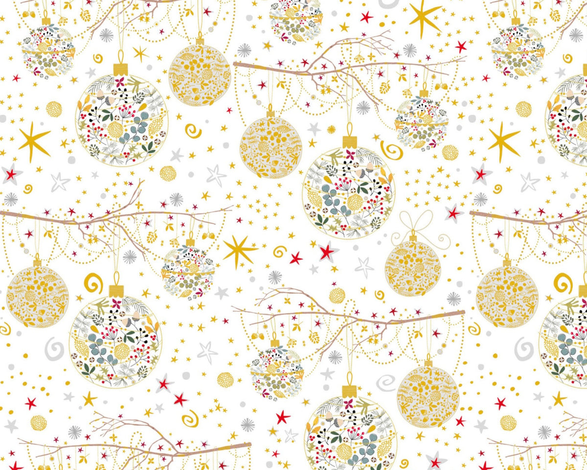 Turnowsky Treasures - Branches and Baubles White from P & B Textiles Fabric
