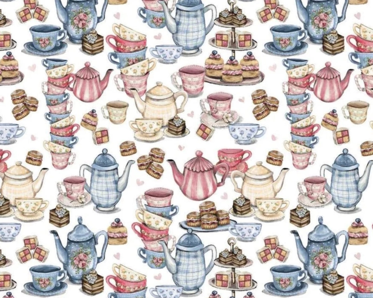 Tea and Poetry - Afternoon Tea White from Camelot Fabrics
