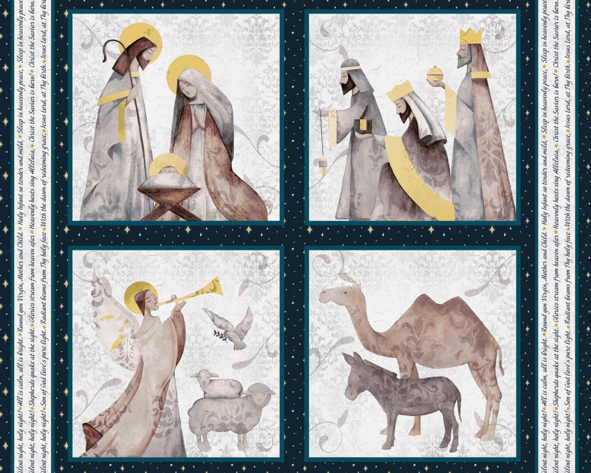 Silent Night - Angels Pillow Block PANEL 36 Inches from Blank Quilting Corporation Fabrics