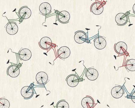 Evergreen Escape - Bike Ross Tan from Wilmington Prints Fabric