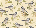 Chickadee Charm - Bird Cream from Wilmington Prints Fabric